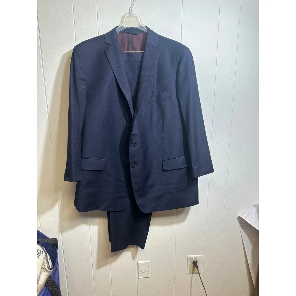 Brooks‎ Brothers Mens Navy Blue 100% Wool Custom Tailored 2 Piece Suit IBB56583